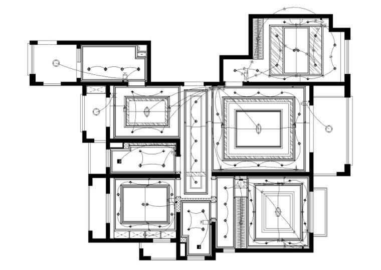 二居室别墅样板间施工图+效果图