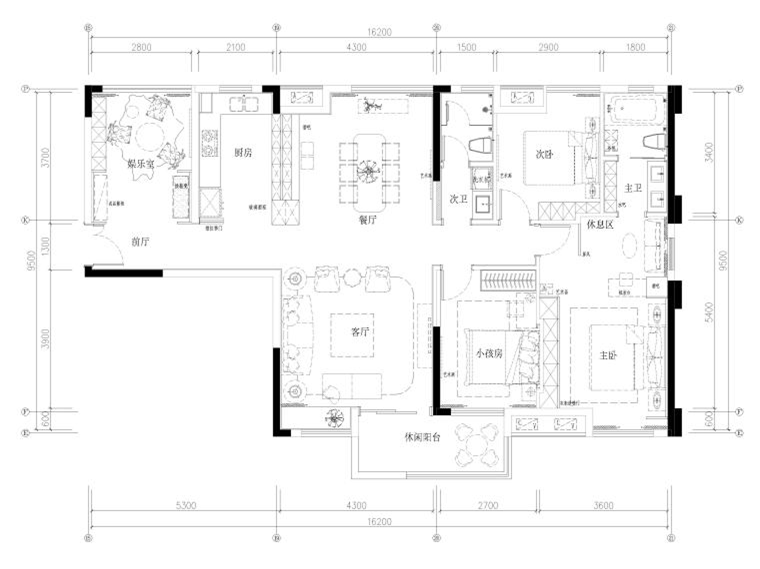 133㎡愛(ài)馬仕風(fēng)三居樣板房裝修施工圖