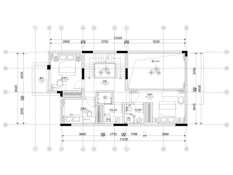 275㎡现代三层四居别墅样板间施工图