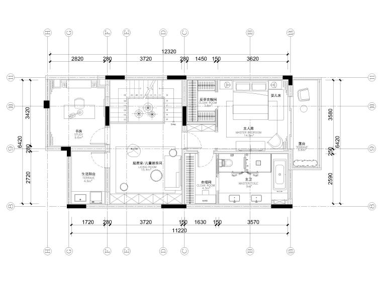 275㎡现代三层四居别墅样板间施工图