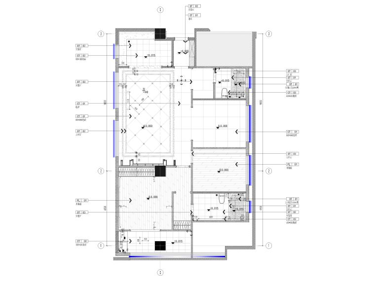 120㎡二居室家装样板间装修施工图