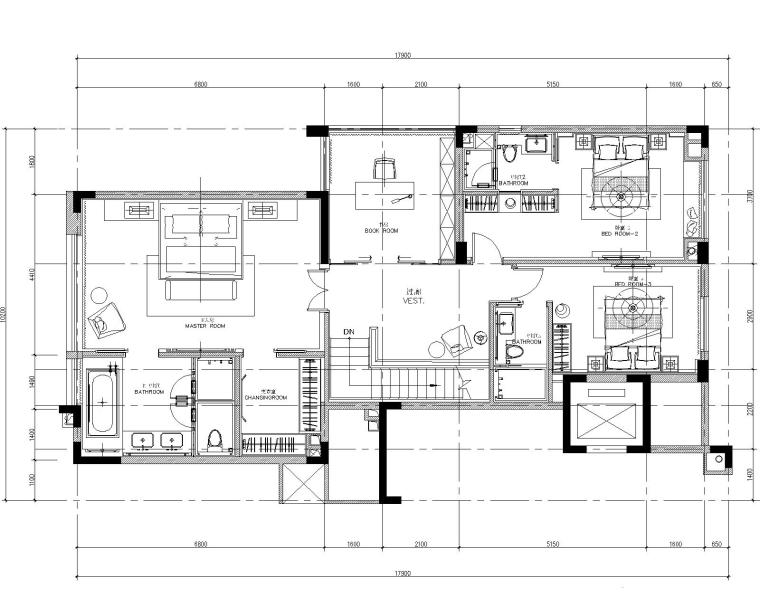 别墅装修设计施工图+设计+效果图