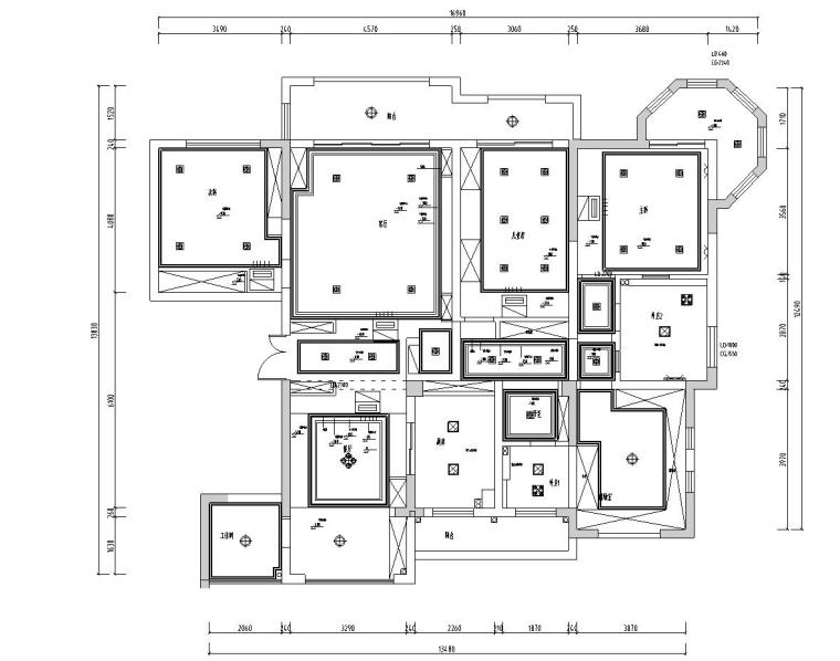 美式风四室两厅180㎡住宅装修施工图设计