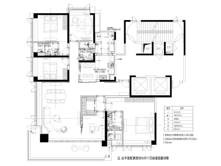 230㎡三居室平层家装装修施工图