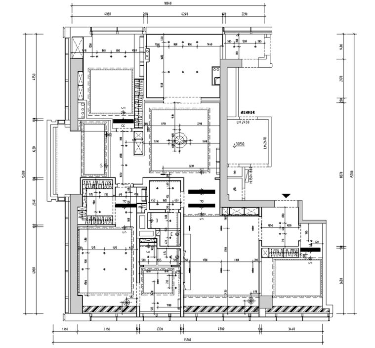 222㎡现代三居室别墅施工图_附效果图