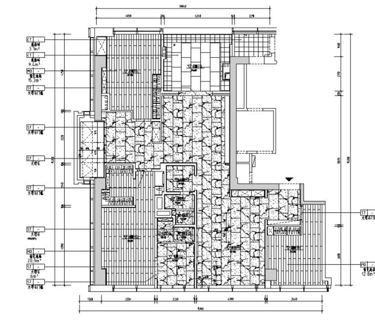 222㎡现代三居室别墅施工图_附效果图