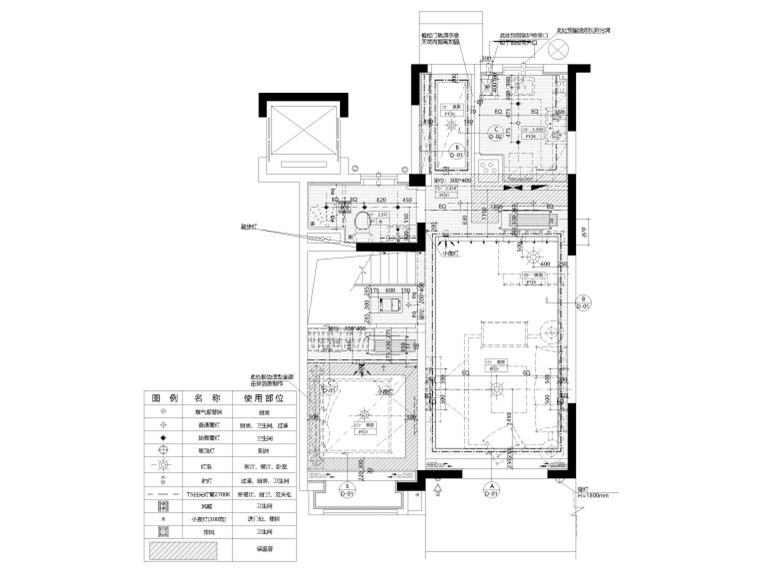 118㎡下叠二层三居家装样板间施工图 