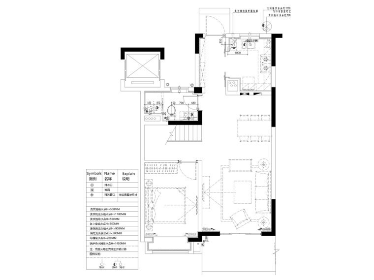 118㎡下叠二层三居家装样板间施工图 