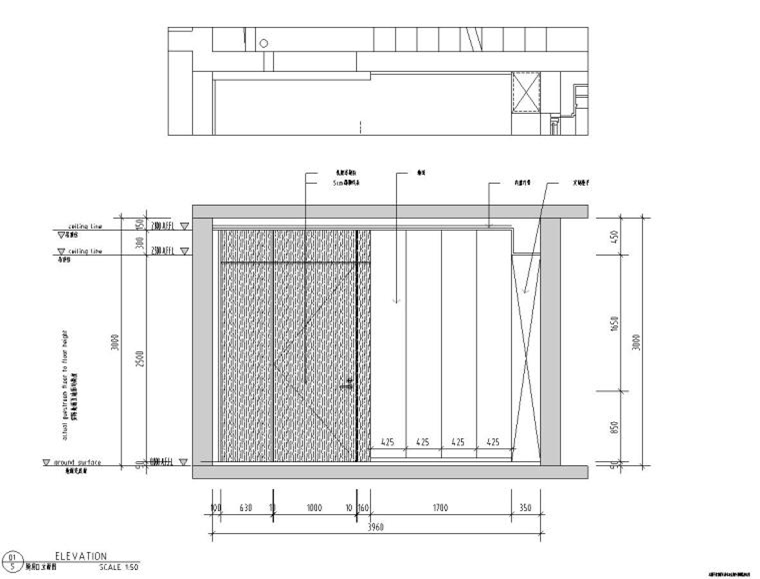 现代极简对白三居室住宅装修施工图设计