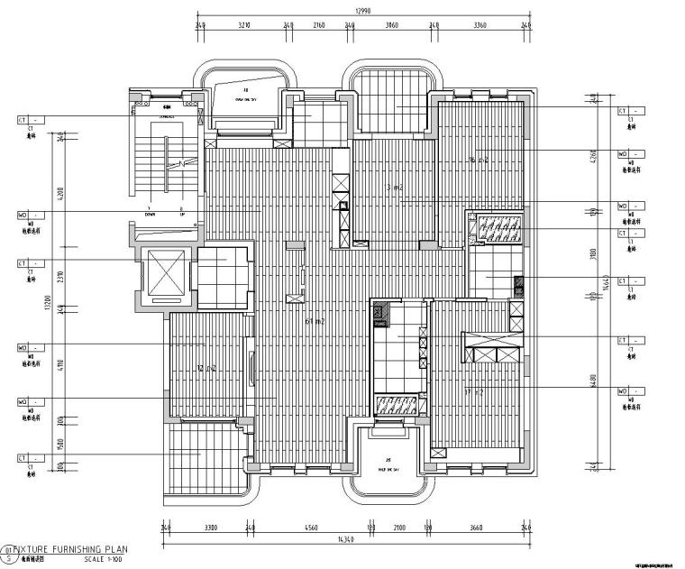 现代极简对白三居室住宅装修施工图设计