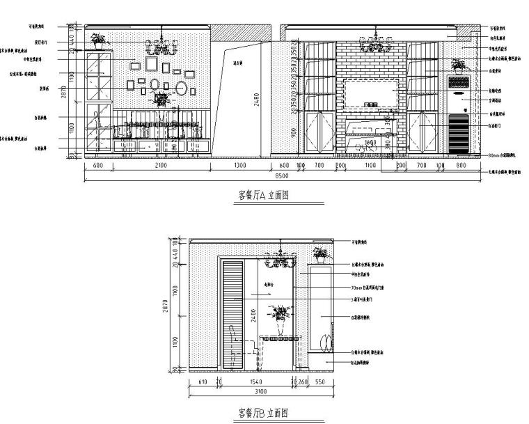 欧式风雅居三室两厅住宅装修施工图设计