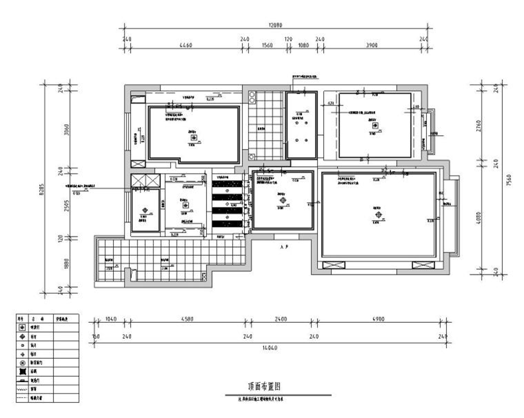 地中海休闲风格-3室2厅1卫住宅装修施工图