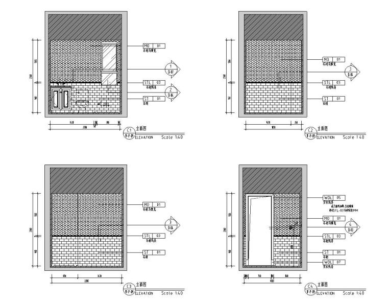 欧式四室两厅140㎡住宅装修施工图设计