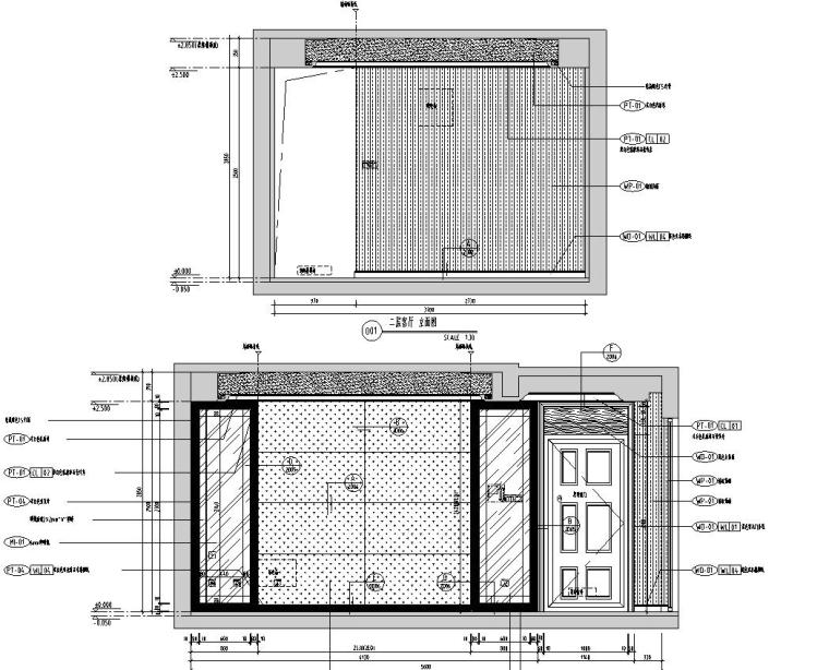 美式风格-三居室样板间住宅装修施工图+效果