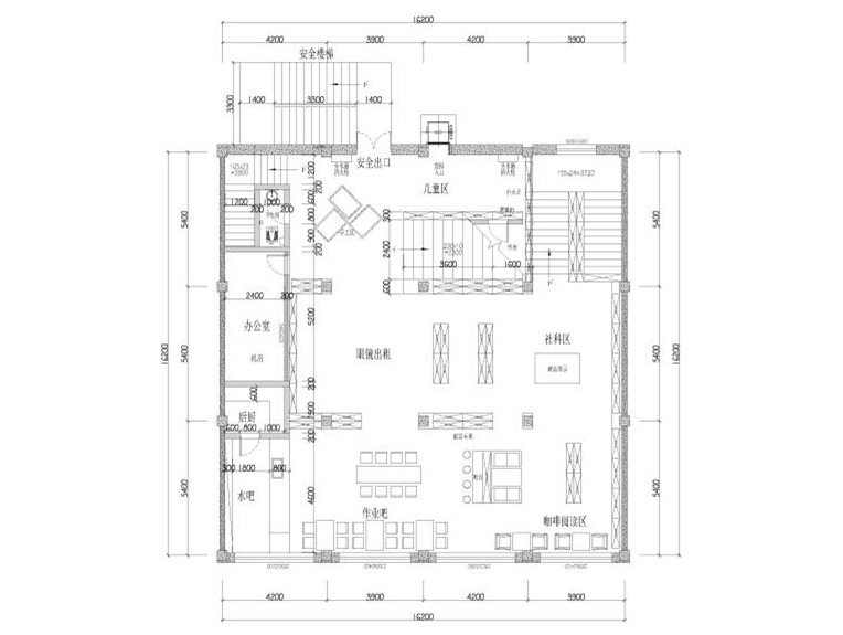 520㎡书店设计施工图+3D模型