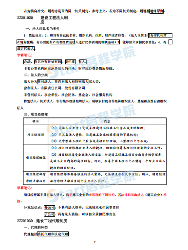 2020二建工程法规学霸笔记