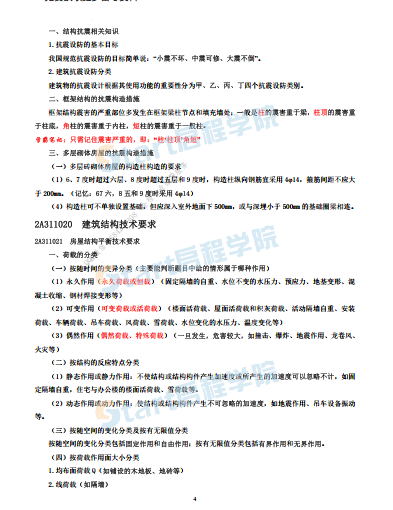 2020二建建筑实务学霸笔记