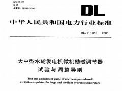 DL/T1013-2006大中型水轮发电机微机励磁调节器试验和调整导则