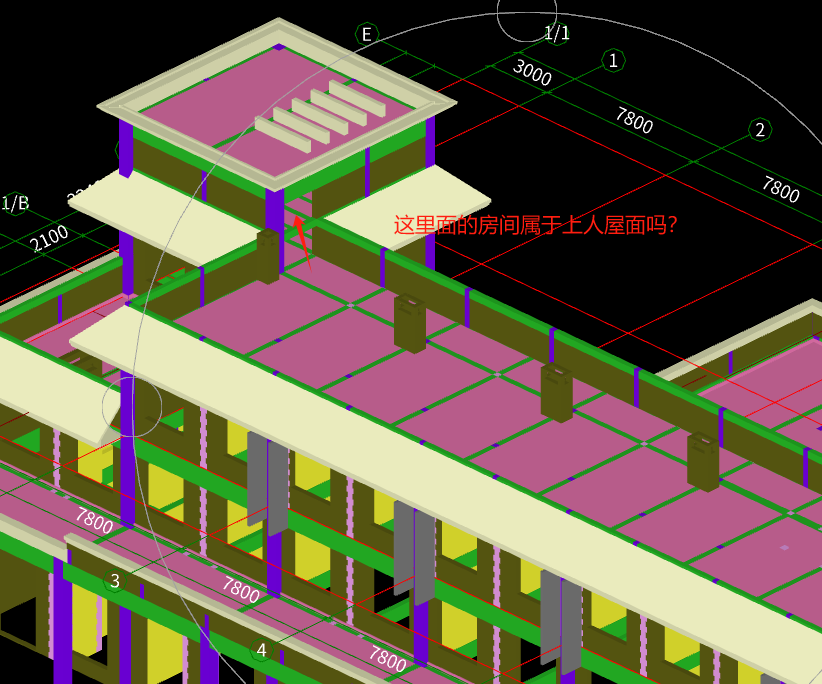 圈出的房間屬于上人屋面嗎,？建筑平面圖顯示有坡度，,，但是周圍被墻包圍了,，頂上又有板，也屬于上人屋面嗎,？箭頭處的墻面屬于內(nèi)墻還是外墻,？
