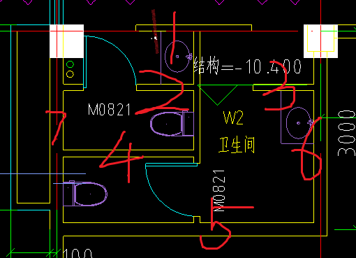 衛(wèi)生間的隔墻由于材質(zhì)和其他墻體不一樣，想問一下那幾塊是屬于衛(wèi)生間的隔墻