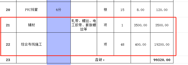 套計價軟件的話這個輔材用管嗎,？還有那個綜合布線施工怎么套,？