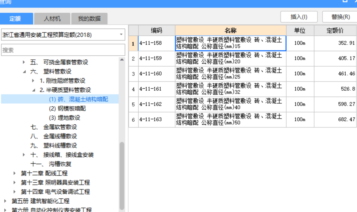 强电套用定额