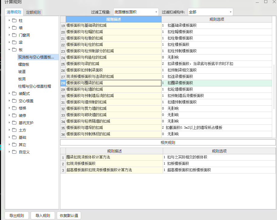 窗台压顶为怎么把底模面积也算了，如何调整？