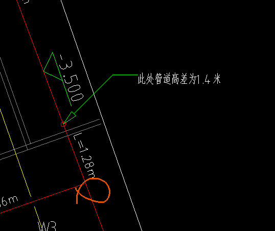 请问 外网中 这个位置没有井 只有高差，这个位置按照一个1.4米的立管计算是吗？