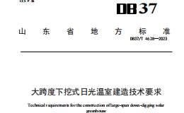 DB37T 4628-2023 大跨度下挖式日光温室建造技术要求