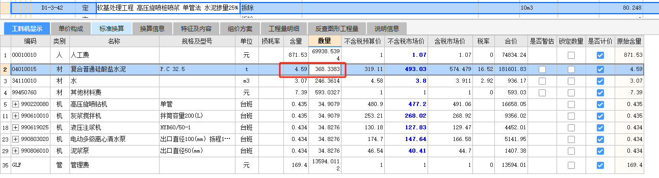 老師,，水泥參量20%時,，如何正確調(diào)整定額含量？