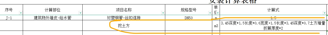 老师，住宅给排水安装计算稿里有这个挖土计算式，怎么理解这个计算式呢，我在课程里没看到老师讲解这个