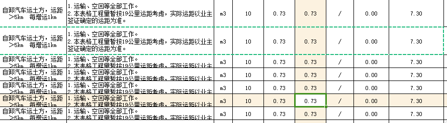 关于运土方，每增运一公里的结算报量