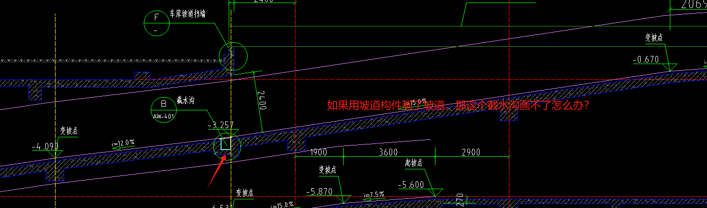 坡道中是截水沟怎么画