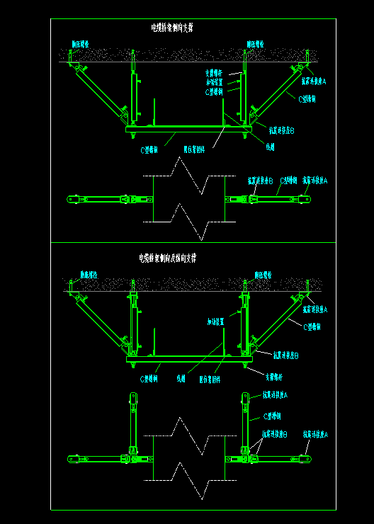 如圖所示,，AWZ-N1和AWZ-N2回路都是WDZ-BYJ-3*4-JDG25-BE/CLE,，敷設(shè)方式是先沿柱或跨柱敷設(shè)再沿屋架或跨屋架敷設(shè)，我是否可以理解為,，從配電箱出來(lái)后,，從鋼柱上去之后沿屋架往兩邊分別分項(xiàng)N1和N2兩個(gè)回路,？