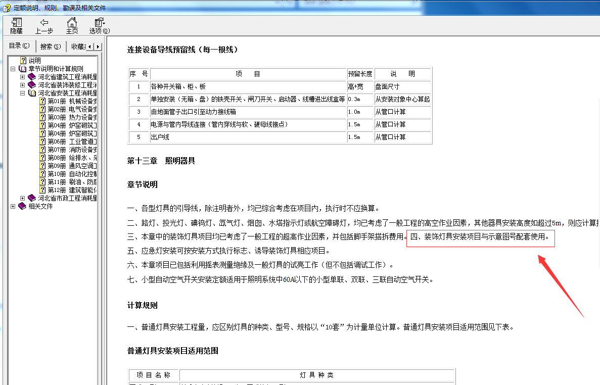 老师，怎么理解“装饰灯具安装项目与示意图号配套使用”这句话？