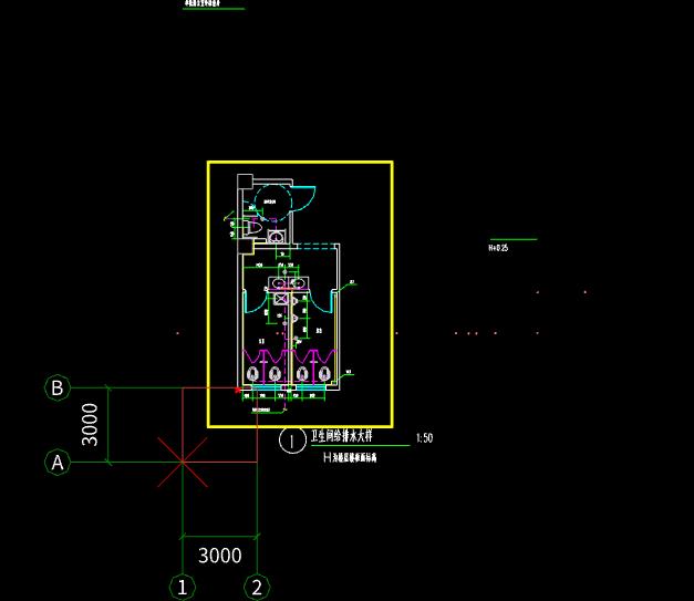 卫生间标准间，平面图上就一个卫生间但卫生间里的管道都在卫生间详图上，那怎么把卫生间详图的管道画上去，用标准间功能嘛