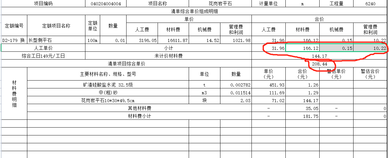 综合单价构成