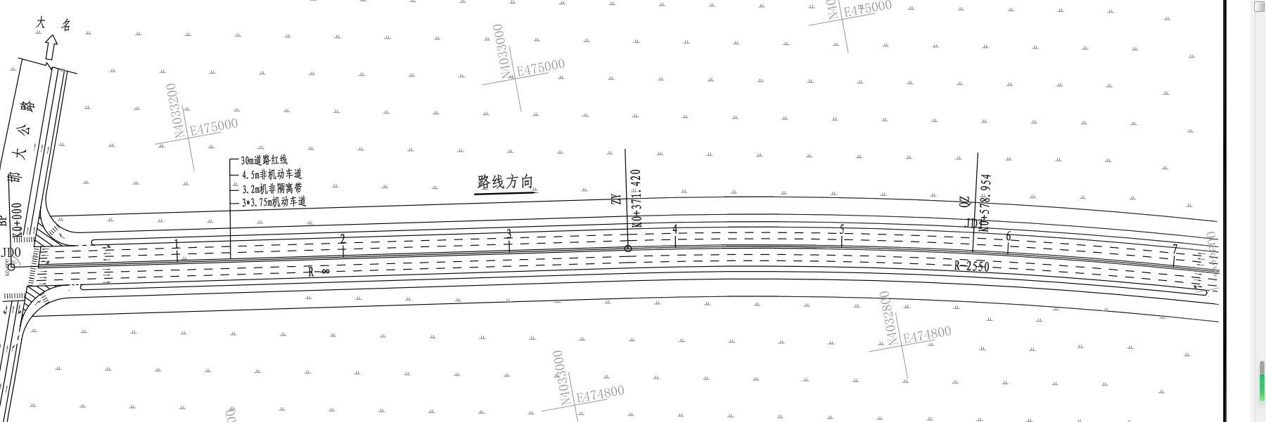 老师，市政道路这个3*3.75m机动车道是什么意思呢？是长*宽的意思吗？