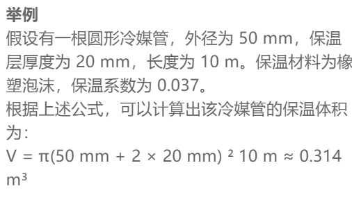 冷媒管保溫的體積怎么算？有公式嗎,？