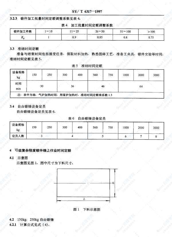 SY-T6317石油机械锻造劳动定额