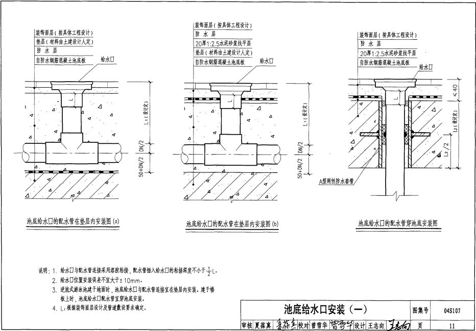 04S107 游泳池附件安装及设备选用