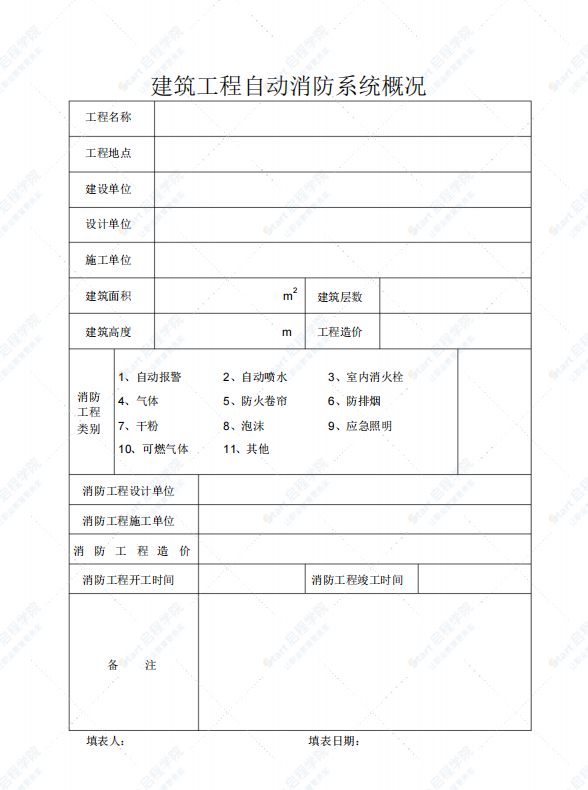 建筑工程自动消防系统竣工报检资料