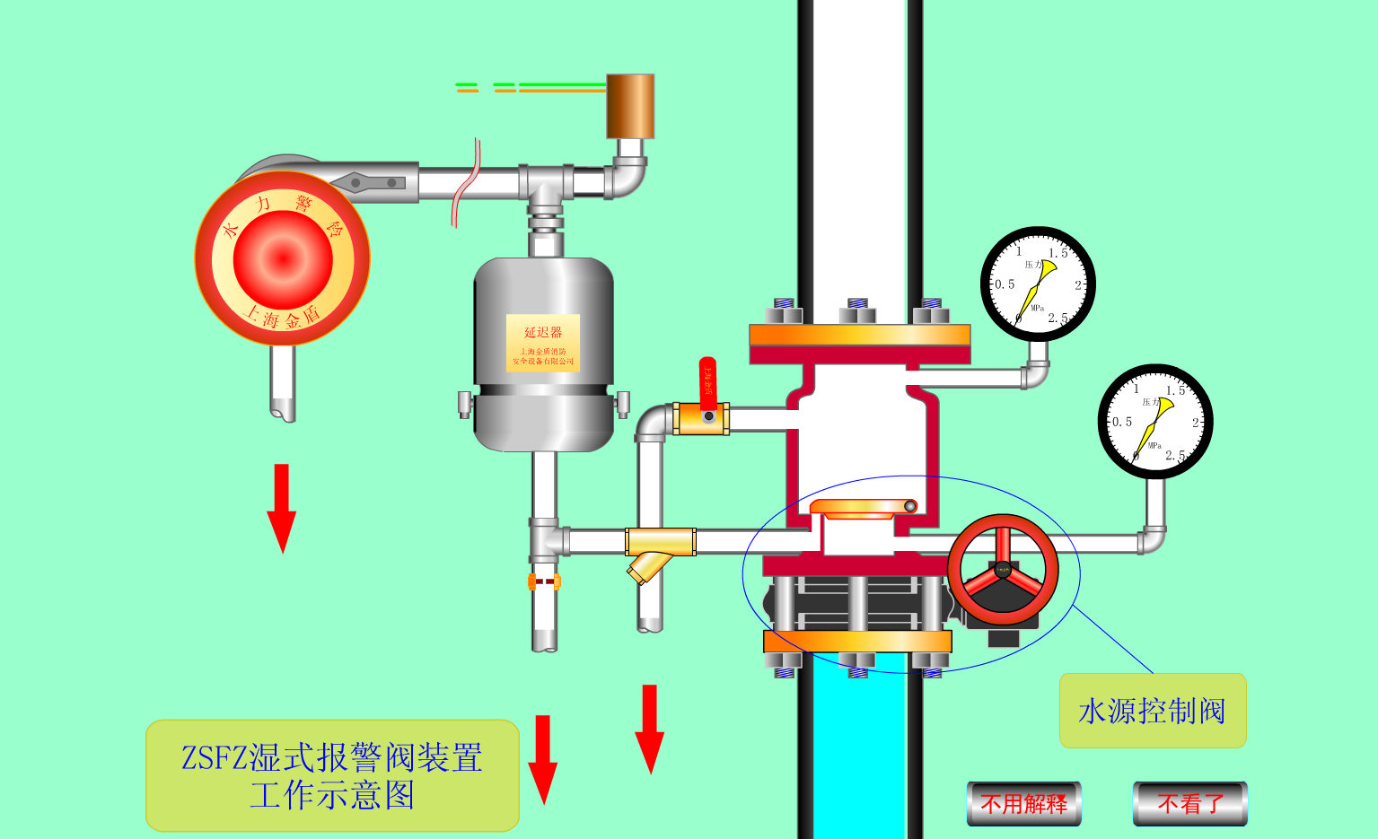 湿式报警阀工作原理动画