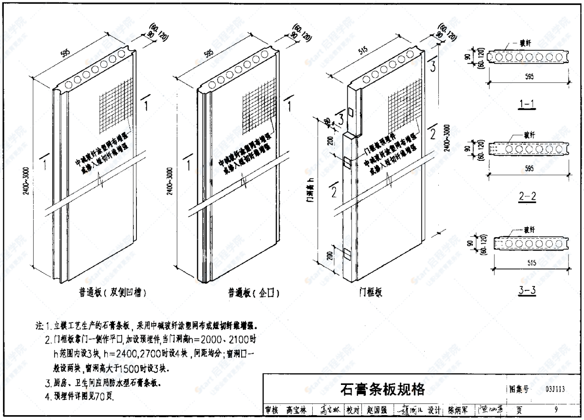 03J113輕質(zhì)條板內(nèi)隔墻