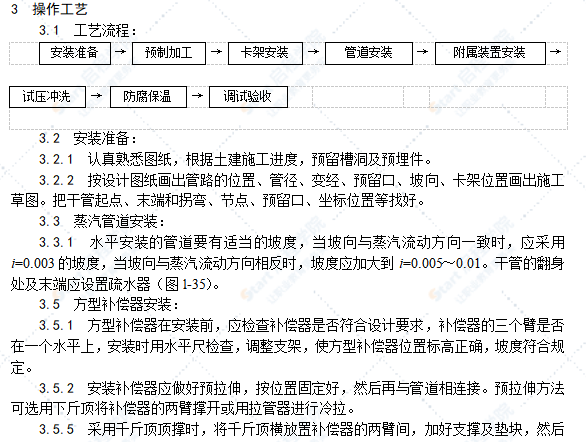 室内蒸汽管道及附属装置安装