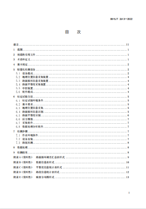 DB15∕T2613-2022公路路面轻量化检测技术规程