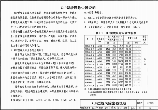 07K104 除尘设备选用与安装