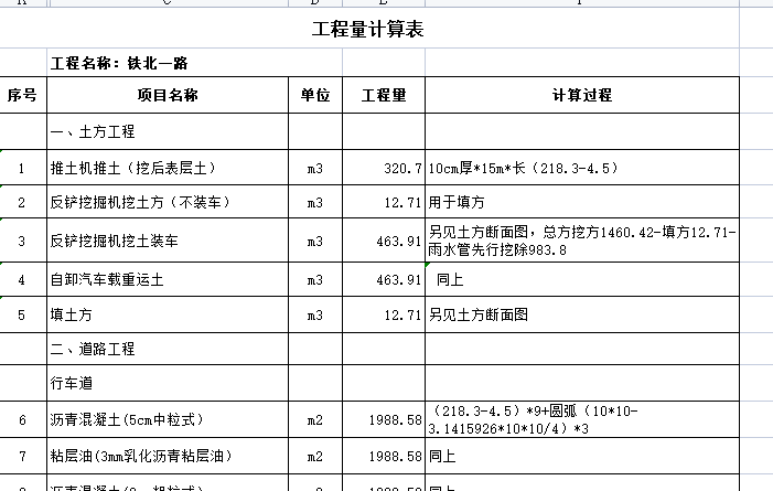 市政道路工程量计算实例