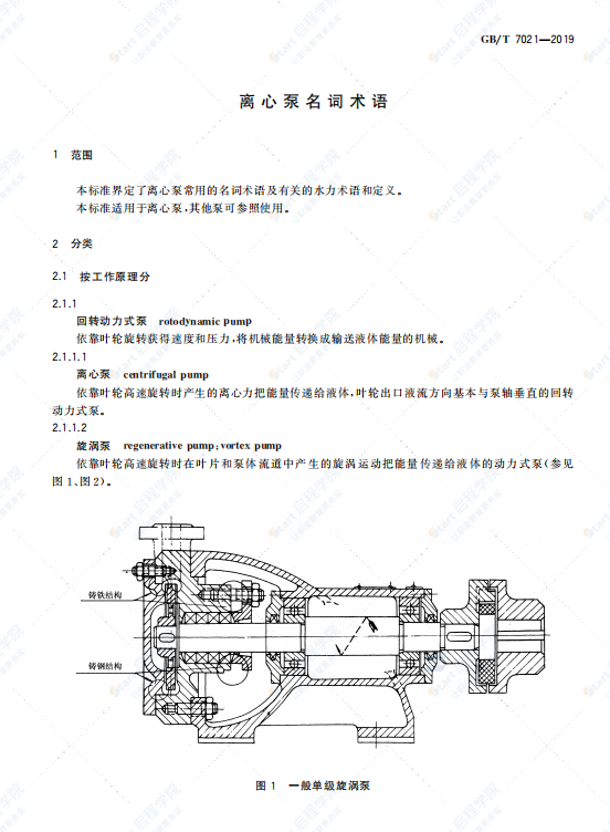 GBT7021-2019离心泵名词术语最新标准