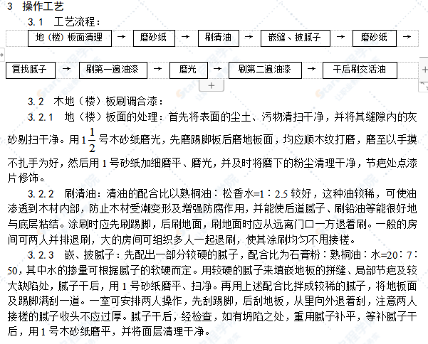 木地（楼）板施涂清漆打蜡施工工艺标准